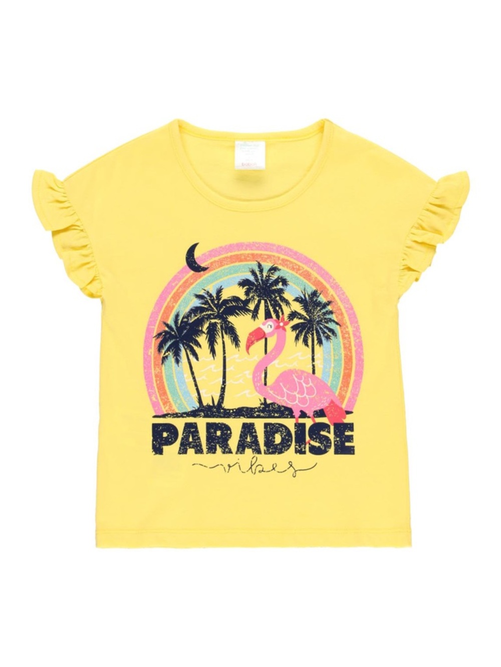 Kids Yellow 'Paradise' Flamingo Graphic Tee